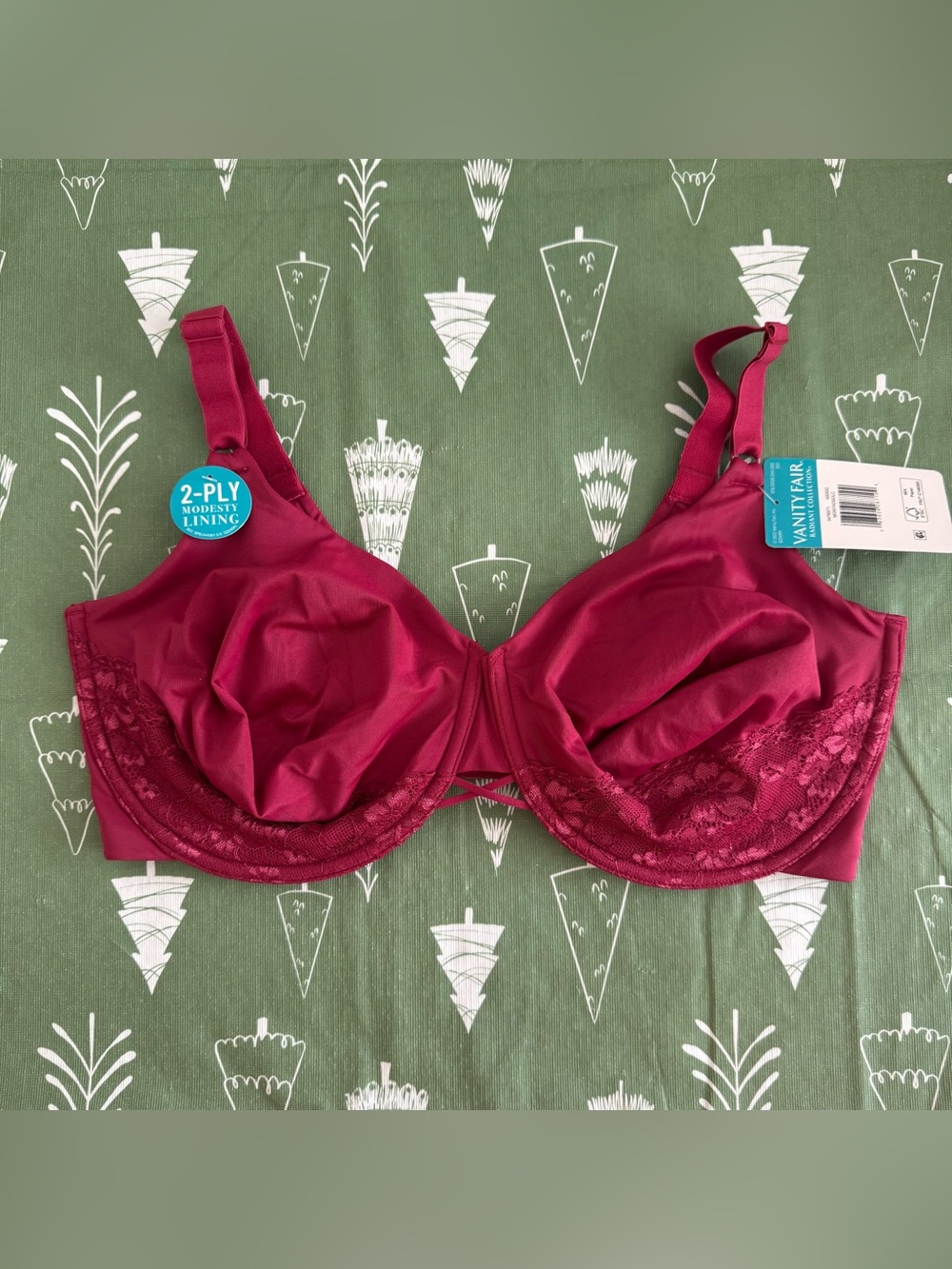 Lot of 2 Vanity Fair Radiant Full Coverage Underwire Bras 40DDD Magenta Red - Picture 5 of 16